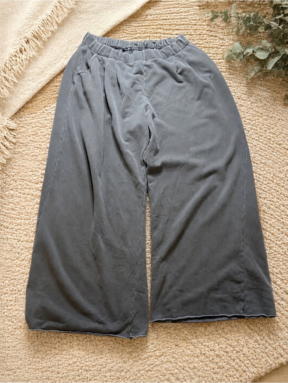 Aerie Charcoal Wide Leg Lounge Pants Women’s XL Long Soft Stretch Pockets